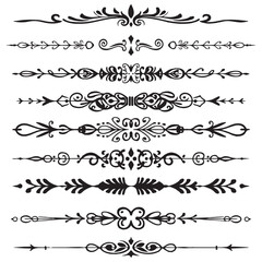 Set of nine vector ornamental page dividers design elements eps 10