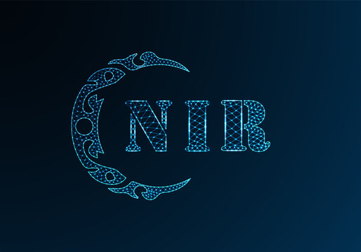 Low poly letter logo NIR design. NIR letter logo low poly vector design on blue color gradient background. NIR logo low poly design
