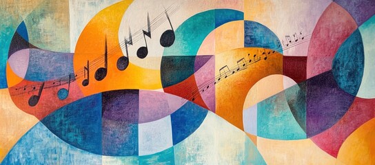 Fototapeta premium Harmonic resonance: An abstract musical expression in vibrant colors and flowing lines