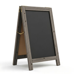 Obraz premium Empty Wooden A-Frame Chalkboard Sign for Business Advertising and Menu Display