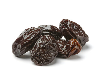 A pile of dry dates on white background