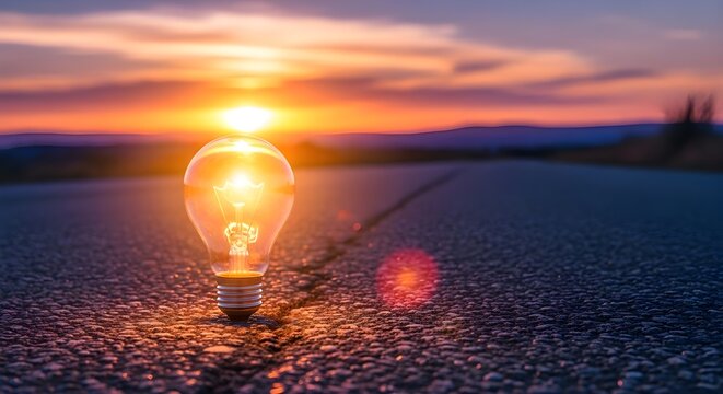 Glowing Idea on a Sunset Road
