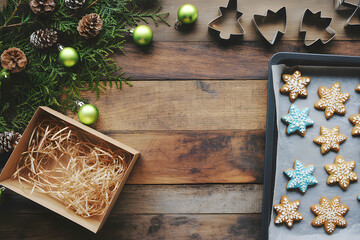 Christmas cookies on a wooden table