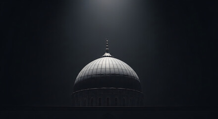 Obraz premium Minimalist mosque dome illuminated by spotlight