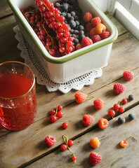 Fresh berries on a wooden table