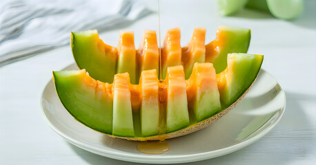 Fresh melon slices on a plate