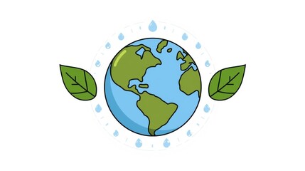 Earth with leaves and water droplets illustrating environmental conservation