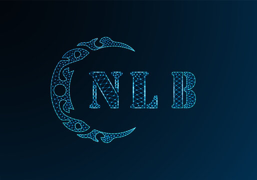 Low poly letter logo NLB design. NLB letter logo low poly vector design on blue color gradient background. NLB logo low poly design