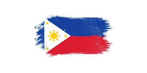A creative rendition of the philippines flag using a grunge brush stroke style