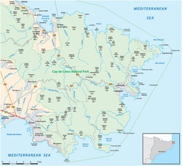 Map of the Catalan Peninsula, Cap de Creus, Spain