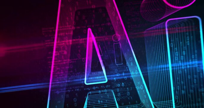 Ai Artificial intelligence icon looped abstract digital object. Cyber  technology concept symbol seamless loop animation.