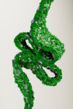 3D Green Infinity Loop, floral turf tube twisting upward