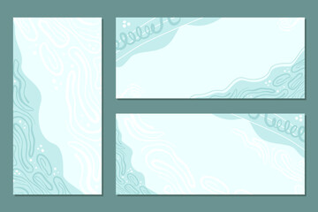Abstract Blue Wave Backgrounds, Minimal Hand Drawn Cover Collection