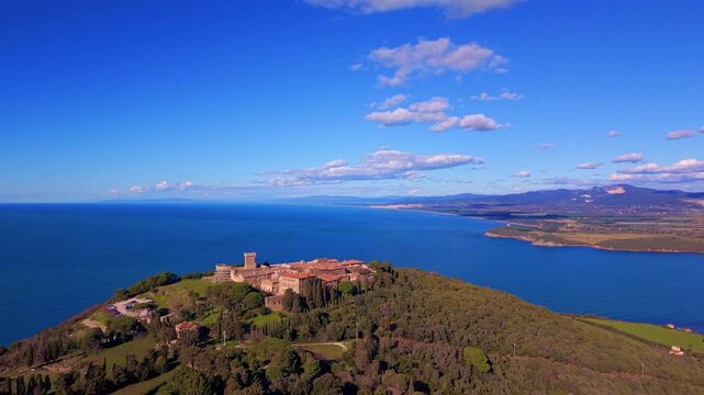 Aerial view of Populonia and Baratti Tuscany