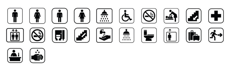 Set of modern vector public utility icons for signage and wayfinding © IlmNira
