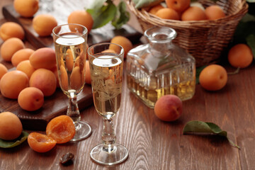 Apricot liquor with fresh fruits.