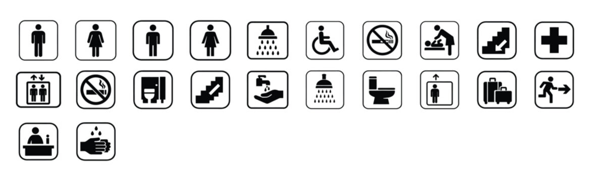 Set of modern vector public utility icons for signage and wayfinding