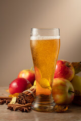 Apple cider with apples, cinnamon, and anise.