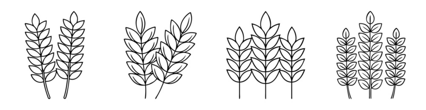 Simple black and white line art illustration of wheat stalks design