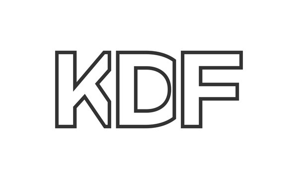 KDF logo design template with strong and modern bold text. Initial based vector logotype featuring simple and minimal typography. Trendy company identity.