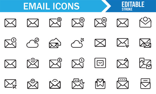 Clean Line Mail and Notification Icons Collection