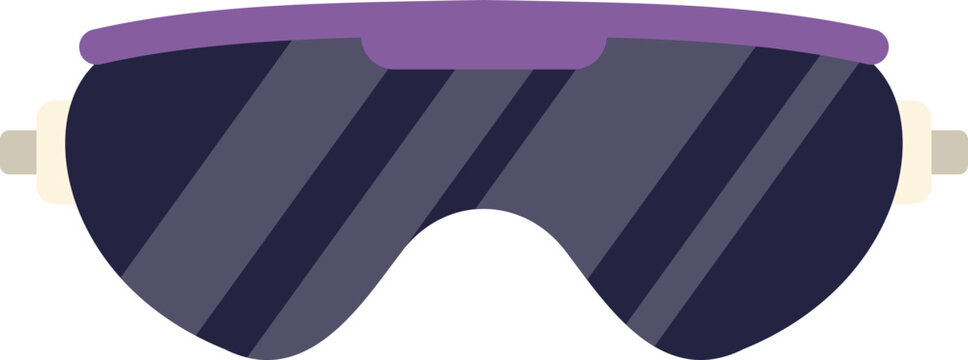 Modern purple visor sunglasses featuring sleek dark reflective lenses on white background