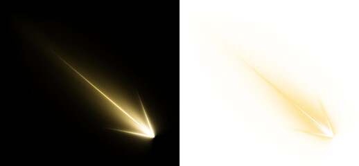 Golden Meteor Light Streak with Glowing Impact Trail and Dramatic Energy Burst Isolated © Kal El BSF
