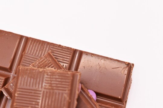 chocolate with dragee on white background