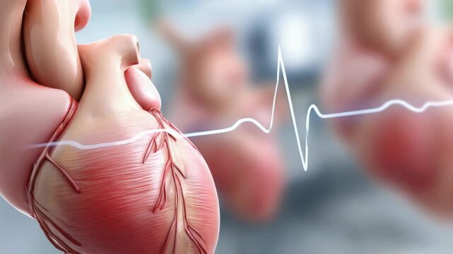 Study of human heart structure and function with focus on blood flow and heartbeat rhythm during biological research