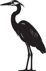 Fototapeta premium Blue Heron bird in silhouette on white background.