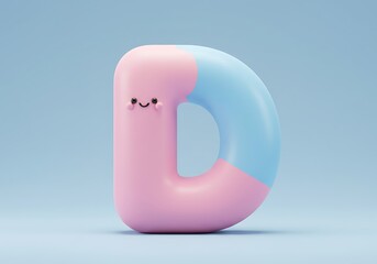 パステルカラーの可愛いDの文字 3Dレンダリング