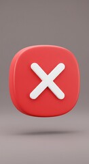 Obraz premium 赤色3Dバツ印アイコン