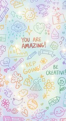 色鉛筆風 可愛い落書き背景イラスト