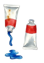 水彩絵の具チューブと絵の具の雫