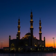 夕暮れのモスク シルエット