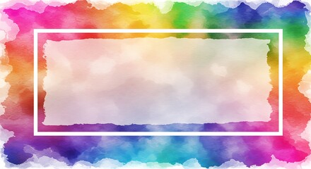 水彩風虹色背景フレーム