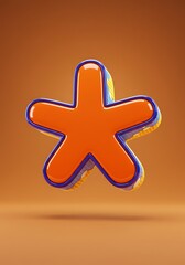 オレンジと青の星型 ３Dレンダリング