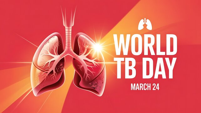 World TB Day March 24 illustration of human lungs with bright light showing awareness for tuberculosis disease prevention awareness and research for better treatment globally