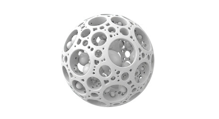 Fototapeta premium Abstract White Sphere with Internal Spheres and Holes