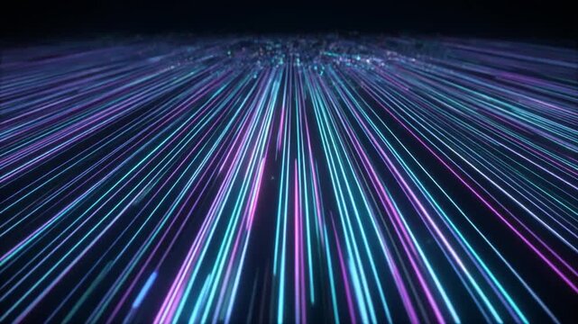 Futuristic holographic abstract data field glowing parallel lines moving energy pulses advanced seamless surreal ambience cascading softly unique style ultra realistic cinematic loop