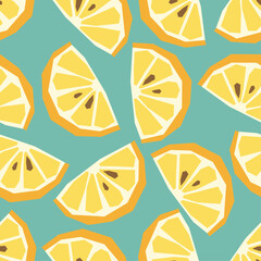 Naklejka premium Seamless Tropical Fruit Pattern Flat Vector Background