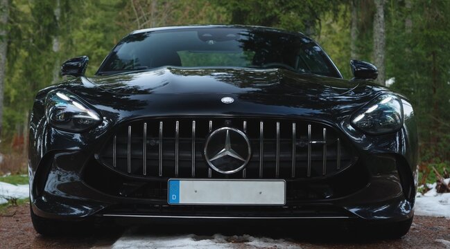 Black Mercedes AMG GT 63, Luxury Car, classic car headlight