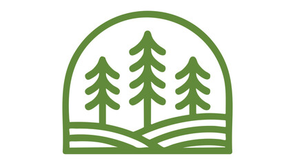 Minimalist green nature book icon with forest arch