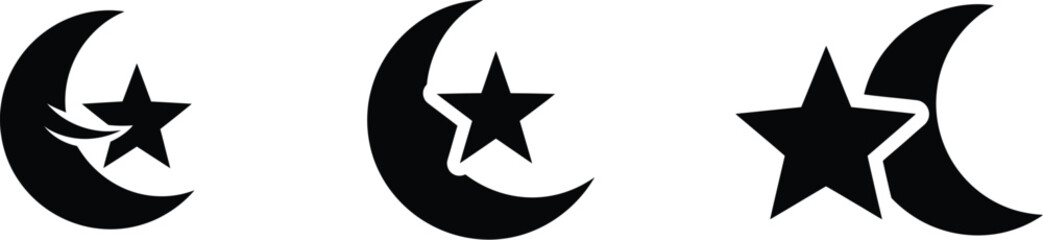 Fototapeta premium Ramadan kareem greeting with crescent moon and star symbols