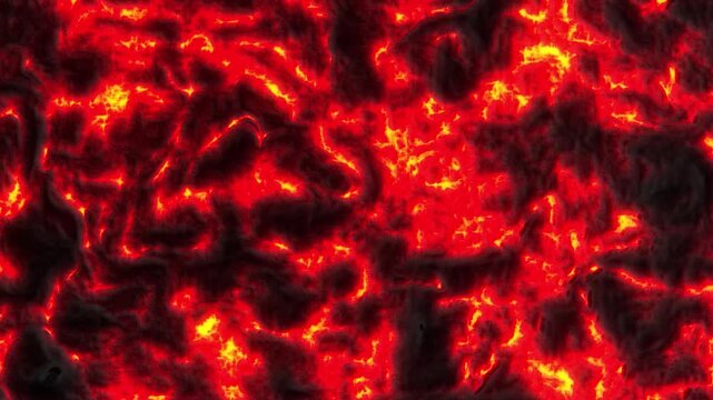 Hot red lava swirling in hypnotic patterns motion hell background. Dynamic fiery lava fluid- Molten lava It's bubbling like boiling water. Molten lava flow and bright fiery bursts animation.