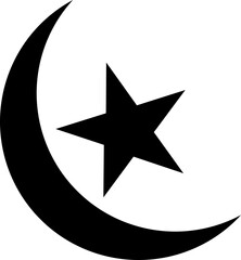 Fototapeta premium Crescent Moon and Star Icon Vector
