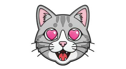 Cute Cat Face with Heart Eyes