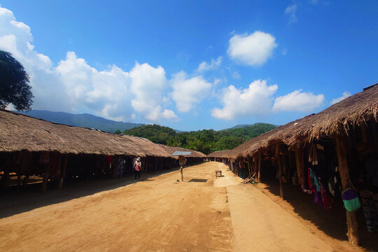 Main Street of Kayan Long Neck Village in Chiang Rai Thailand