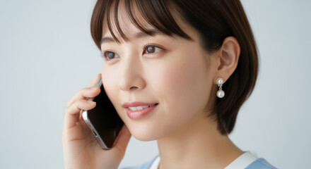 スマホで会話・通話・電話・話す女性