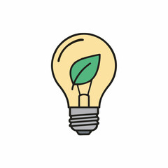 Obraz premium EcoFriendly Light Bulb Illustration Featuring Green Leaf Symbolizing Renewable Energy And Sustainable Ideas On White Background